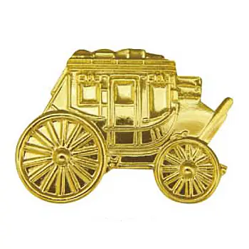 Brass plated carriage enamel pin finish