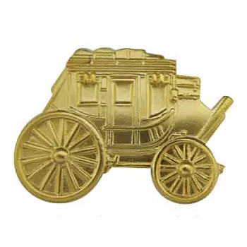 Gold plated carriage enamel pin finish