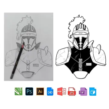 Sketch and digital artwork for a custom pin